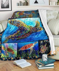 Turtle Sherpa Fleece Blanket Gift for Turtle Lovers