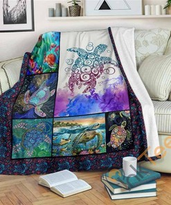 Turtle Sherpa Fleece Blanket Gifts for Family, for Couple