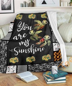 Turtle Sunshine Sherpa Fleece Blanket Gifts for Family, for Couple