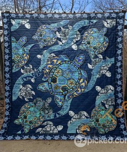 Turtle Theme Personalized Quilt Blanket Bedding Set for Nature Lovers