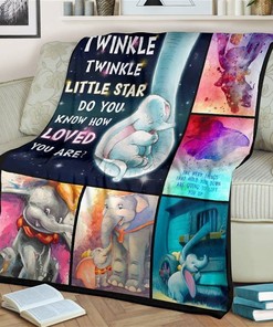 Twinkle Twinkle Little Star Dumbo And Mom Elephant Sherpa Fleece Blanket Gifts for Family, for Couple