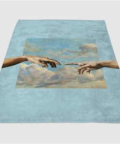 Two Hands Touching Painting Sherpa Fleece Blanket Gifts for Family, for Couple
