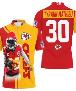 Tyrann Mathieu 30 Kansas City Chiefs Afc West Division Champions Super Bowl 2021 3D All Over Print Polo Shirt