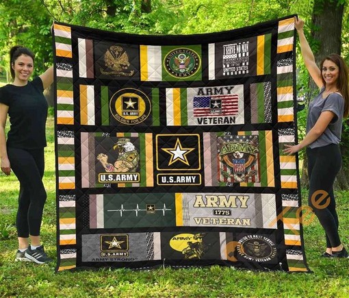US Army Inspired Personalized Quilt Blanket Bedding Set for Veterans