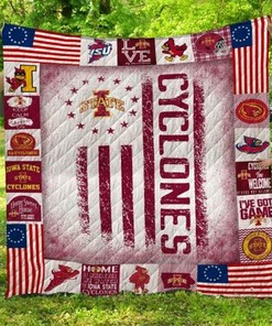 US Flag Ncaa Iowa State Cyclones Collected Quilt Blanket Bedding Set