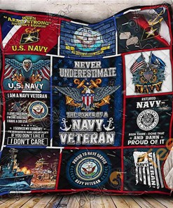 U.S. Navy Veteran Never Underestimate The Power Of A Navy Veteran Quilt Blanket Bedding Set
