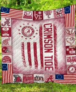 USA Flag Ncaa Alabama Crimson Tide Great Quilt Blanket