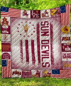 USA Flag Ncaa Arizona State Sun Devils Combined Quilt Blanket