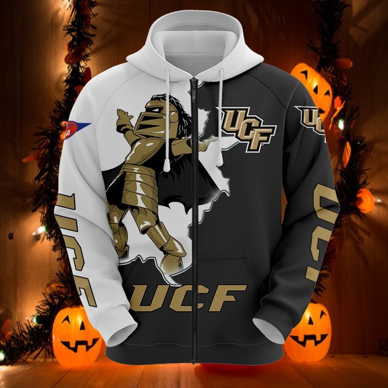 Ucf Knights Hoodie 3D Zip Hoodie Mascot Long Sleeve Gift for Fan