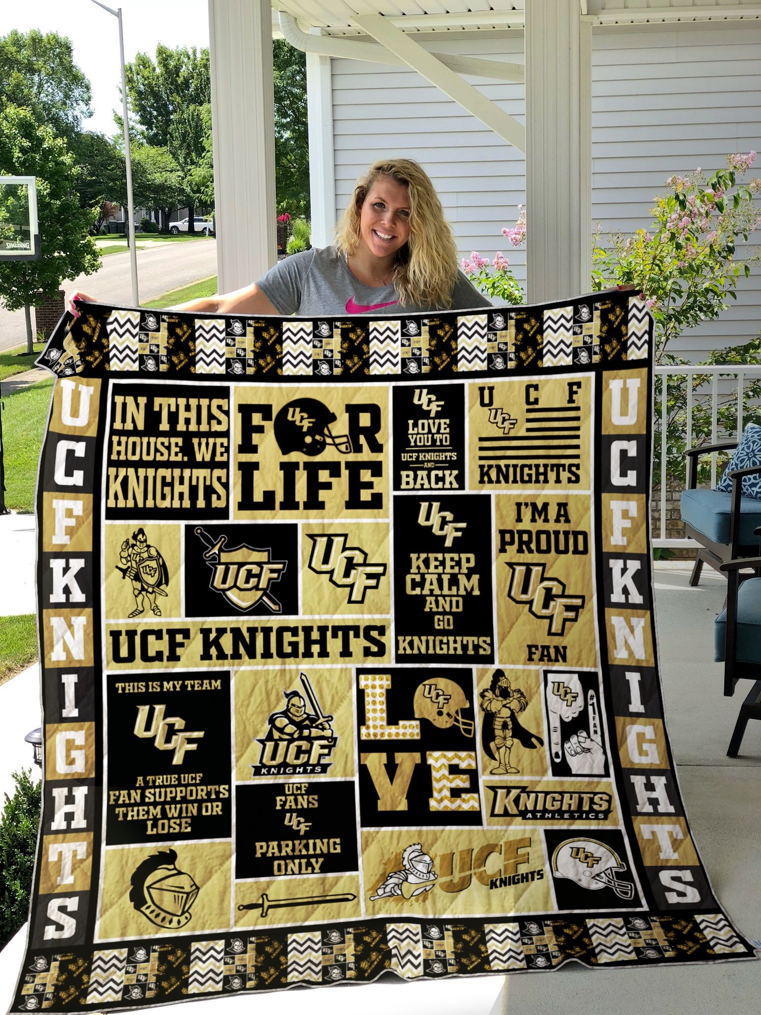 Ucf Knights Ncaa Quilt Blanket Bedding Set for Home Décor