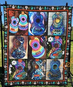 Ukelele Quilt Blanket Bedding Set