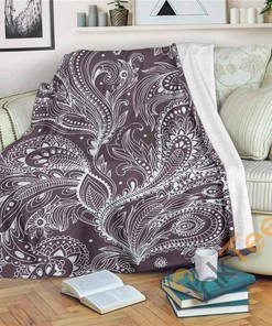 Umber Floral Bohemian Pattern Sherpa Fleece Blanket Gifts for Family, for Couple