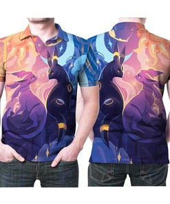 Umbreon And Espeon Pokemon Couple Japanese Anime 3D All Over Print Polo Shirt