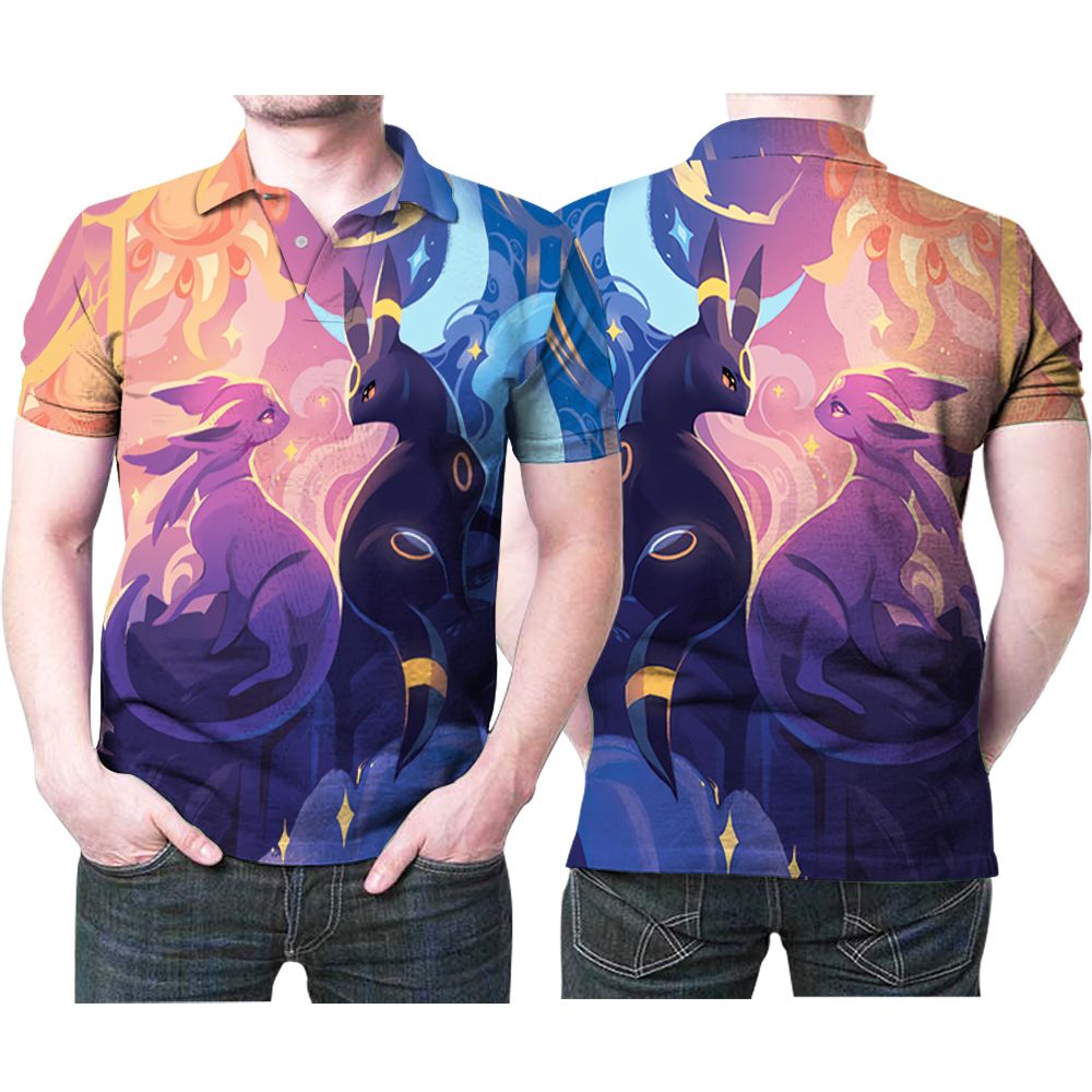 Umbreon And Espeon Pokemon Couple Japanese Anime 3D All Over Print Polo Shirt