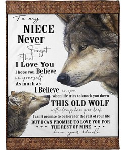 Uncle To Niece Always Have Your Back Wolf Fleece Blanket Quilt Blanket