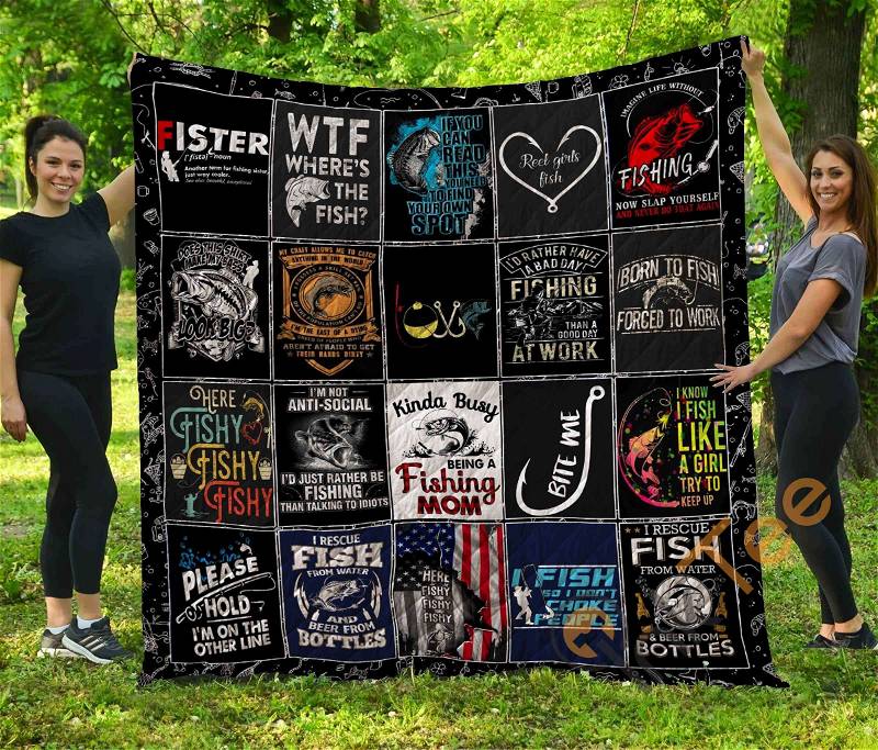 Underwater Adventure Fish Quilt Blanket Bedding Set with 2 Pillowcases