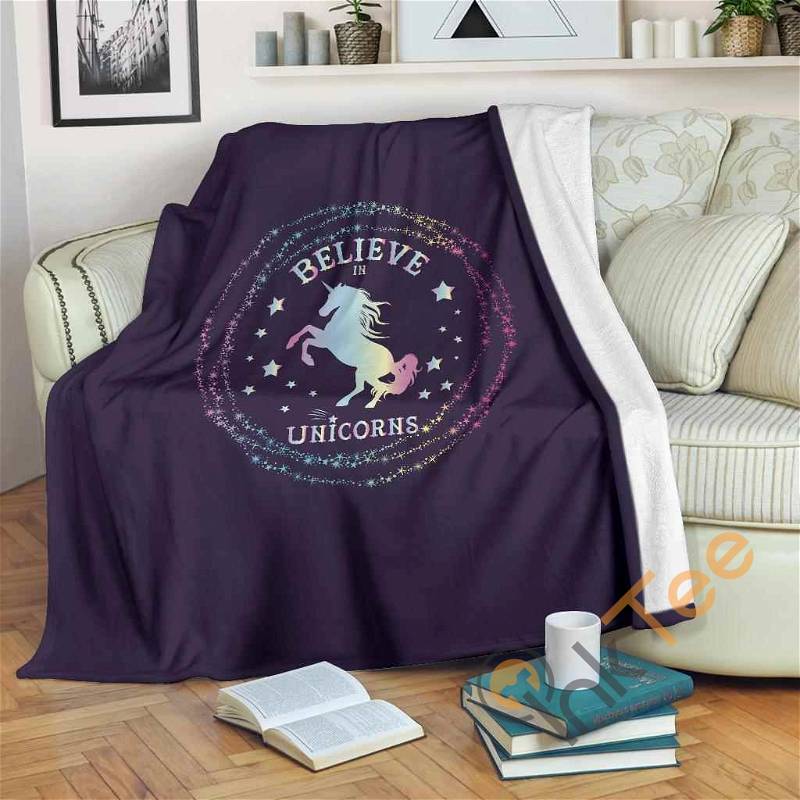 Unicorn Circle Sherpa Fleece Blanket Gifts for Family, for Couple