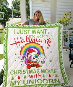 Unicorn Hallmark Christmas Movies With My Unicorn Quilt Blanket Bedding Set