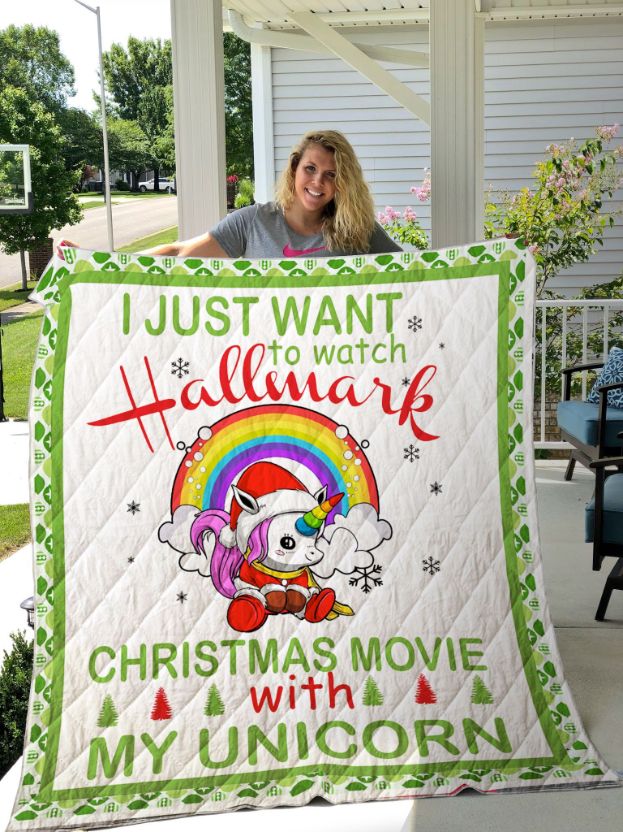Unicorn Hallmark Christmas Movies With My Unicorn Quilt Blanket Bedding Set