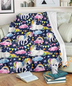 Unicorn Night Festival Pattern Sherpa Fleece Blanket Gifts for Family, for Couple