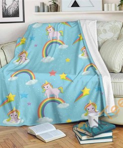 Unicorn Rainbow Sherpa Fleece Blanket Gifts for Family, for Couple