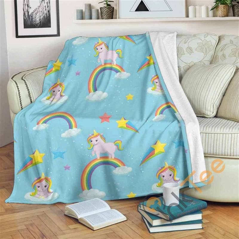 Unicorn Rainbow Sherpa Fleece Blanket Gifts for Family, for Couple