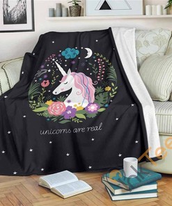 Unicorn Real Sherpa Fleece Blanket Gifts for Family, for Couple