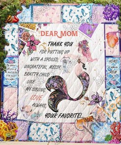 Unique Gift for Mermaid Mom: Personalized Quilt Blanket Bedding Set