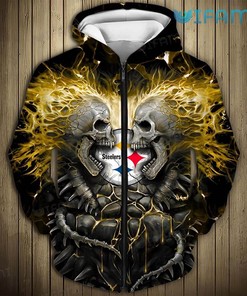 Unique Steelers Hoodie 3D Skeleton Face To Face Pittsburgh Steelers Gift