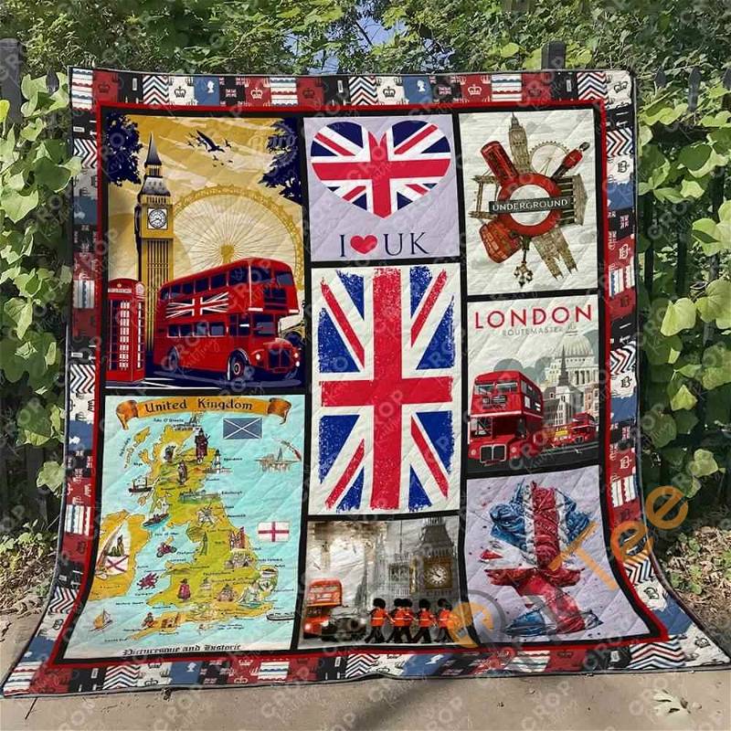 United Kingdom Quilt Blanket Bedding Set With Pilliwcases Option