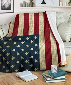 United States Flag Sherpa Fleece Blanket Gifts for Family, for Couple
