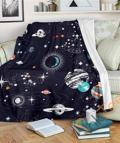 Universe Galaxy Outer Space Sherpa Fleece Blanket Gifts for Family, for Couple
