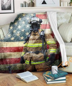 Us Firefighter Sherpa Fleece Blanket Gifts for Family, for Couple