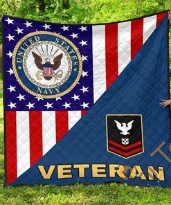 Us. Navy Rank Veteran Flag Quilt Blanket Bedding Set