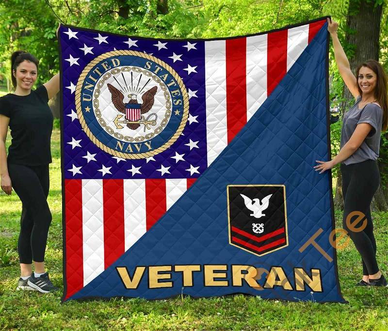 Us. Navy Rank Veteran Flag Quilt Blanket Bedding Set