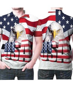 Usa Eagle American Flag Power Country 3D All Over Print Polo Shirt