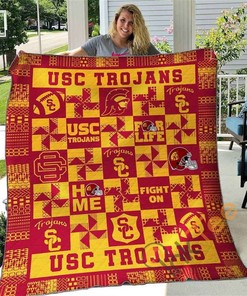 Usc Trojans Quilt Blanket Bedding Set With Pilliwcases Option For Picnic Or Home Decor