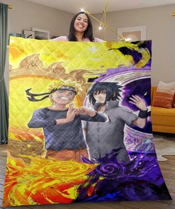 Uzumaki Naruto Uchiha Sasuke Quilt Blanket Bedding Set For Fan, Uzumaki Naruto Uchiha Sasuke Anime Quilt Blanket Bedding Set