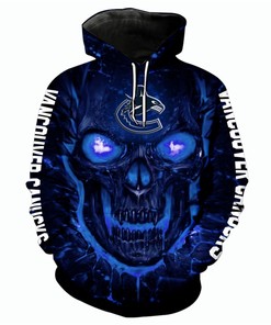 Vancouver Canucks Halloween Hoodie 3D Skulls Pullover Nhl