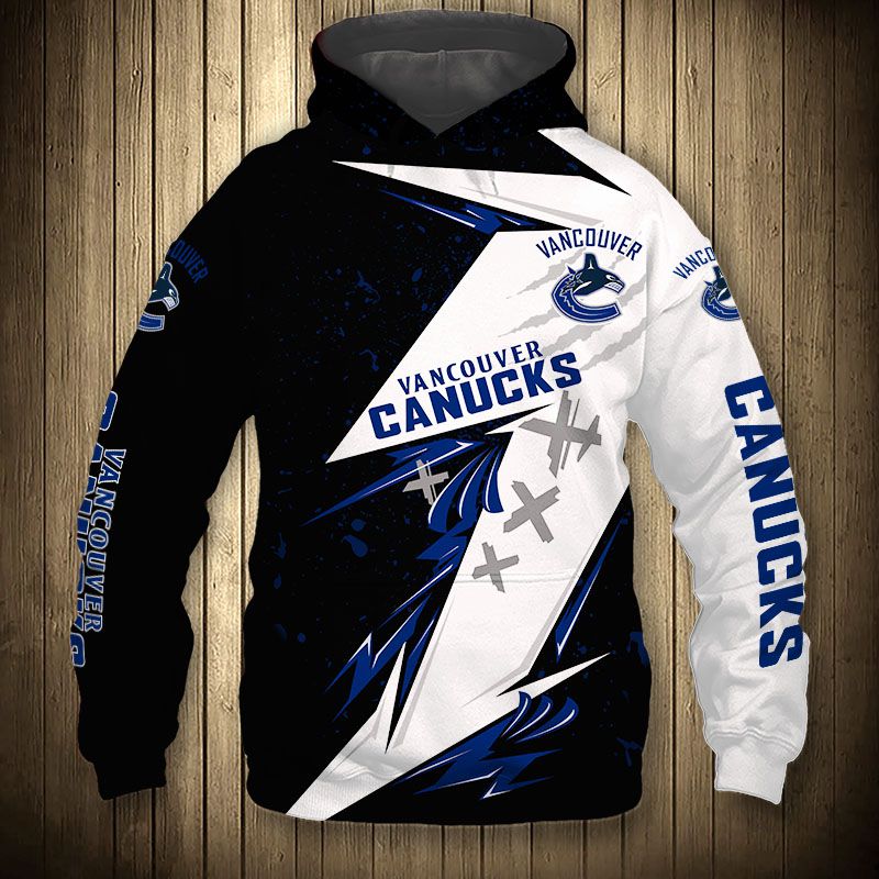 Vancouver Canucks Hoodie 3D Thunder Design Pullover Nhl