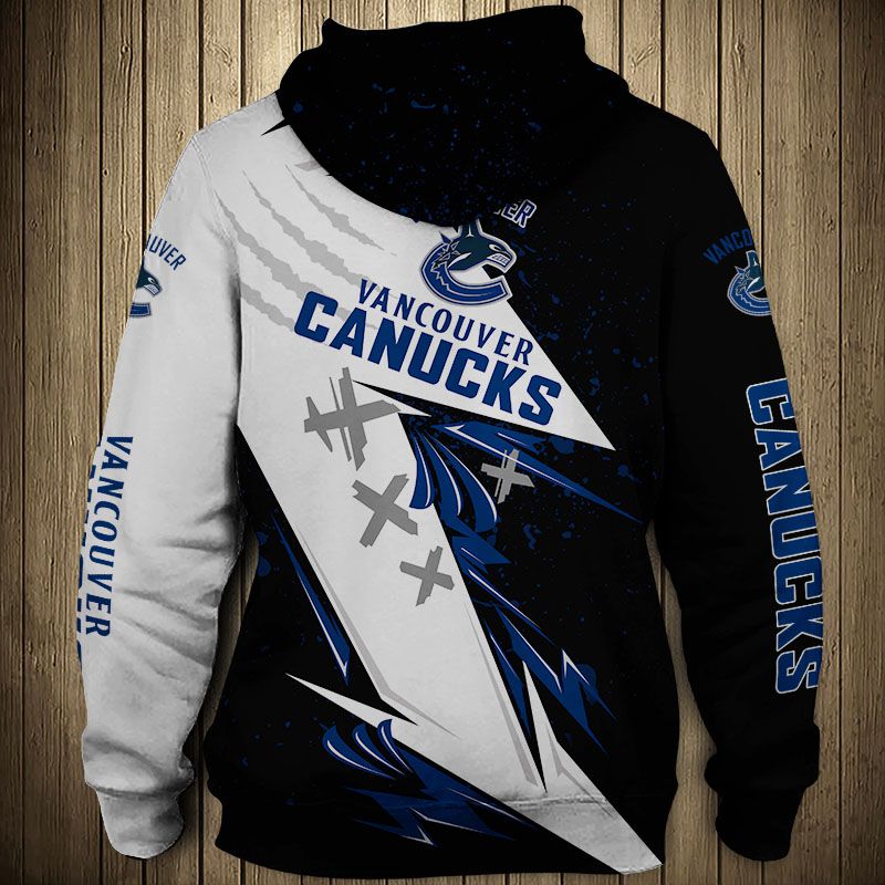 Vancouver Canucks Hoodie 3D Thunder Design Pullover Nhl - Image 2