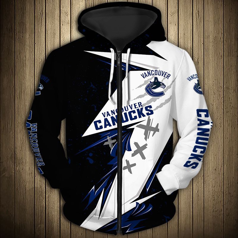 Vancouver Canucks Hoodie 3D Thunder Design Pullover Nhl - Image 3