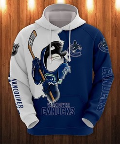 Vancouver Canucks Hoodie 3D Zip Hoodie 3D Cartoon Graphic Zip Hoodie for Fan
