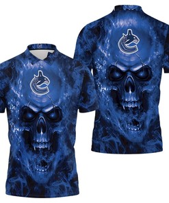 Vancouver Canucks Nhl Fans Skull 3D All Over Print Polo Shirt