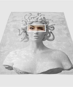 Vaporwave Medusa Sherpa Fleece Blanket Gifts for Family, for Couple