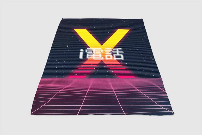 Vaporwave Ocean Sherpa Fleece Blanket Gifts for Family, for Couple