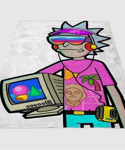 Vaporwave Rick And Morty Sherpa Fleece Blanket Gifts for Family, for Couple
