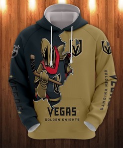 Vegas Golden Knights Hoodie 3D Zip Hoodie 3D Cartoon Graphic Zip Hoodie for Fan