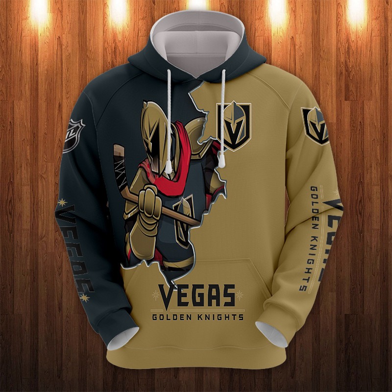 Vegas Golden Knights Hoodie 3D Zip Hoodie 3D Cartoon Graphic Zip Hoodie for Fan