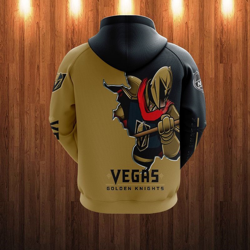 Vegas Golden Knights Hoodie 3D Zip Hoodie 3D Cartoon Graphic Zip Hoodie for Fan - Image 2